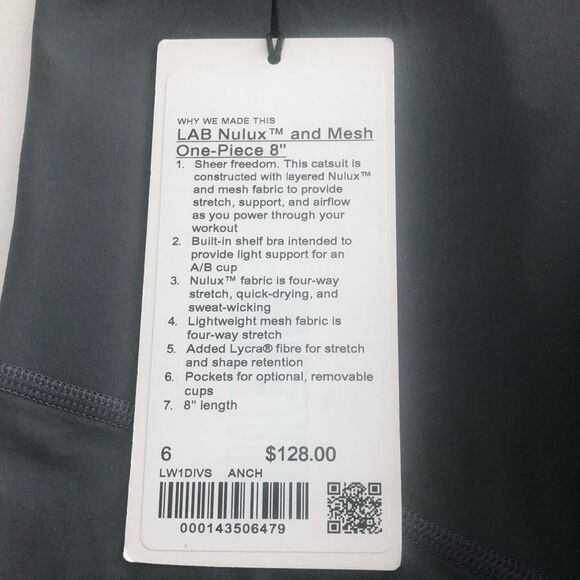 Size 6 Lululemon lab Nulux and Mesh One-Piece 8" Anchor - Picture 7 of 16